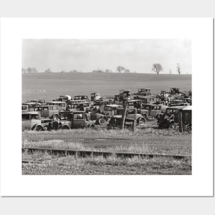 Automobile Graveyard, 1935. Vintage Photo Posters and Art